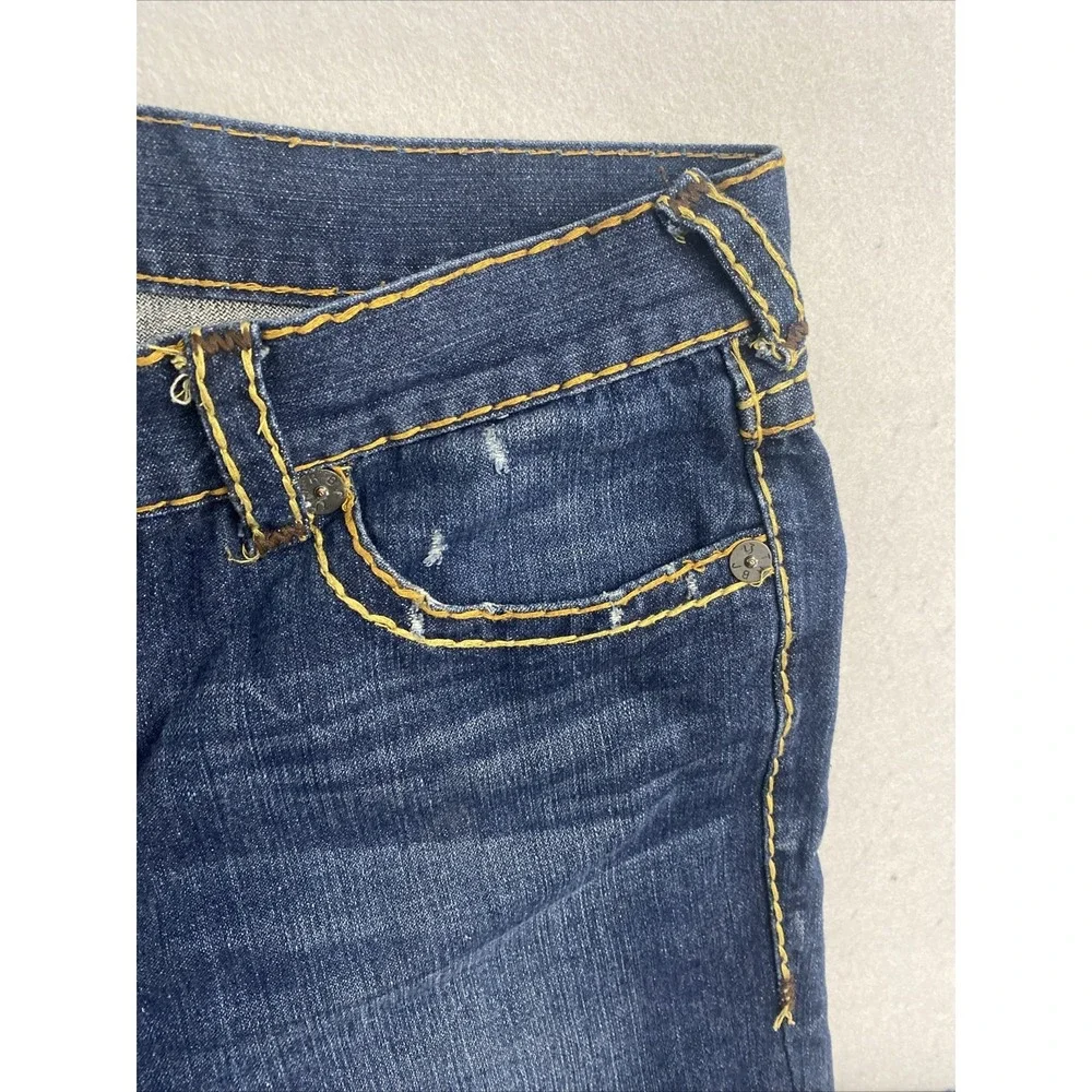 True Religion USA Men's Blue Denim Jeans Relaxed Straight 38x32 Thick Stitch